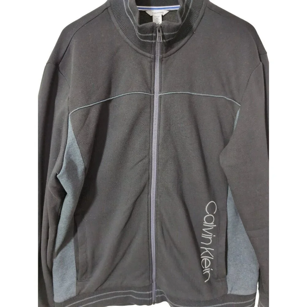Calvin Klein Full Zip Jacket Mens XL Black Gray Fleece Lined Casual Everyday‎